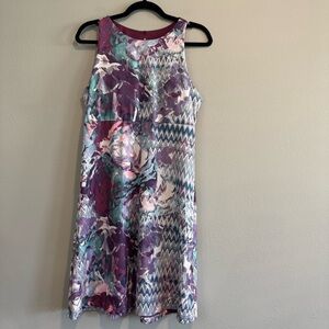Prana Floral Ariel Sangria Garden Racerback Active Sundress Built In Bra M